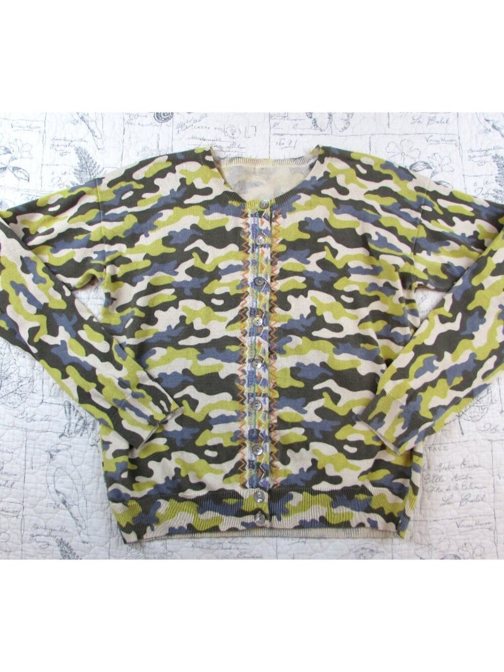 Sundance Tangier Camo Embroidered Button Down Women’s Cardigan Multicolor sz M